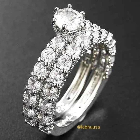 😍Luxury 2pcs/Set Wedding Engagement Ring Set for Women, F135 - Picture 5 of 10